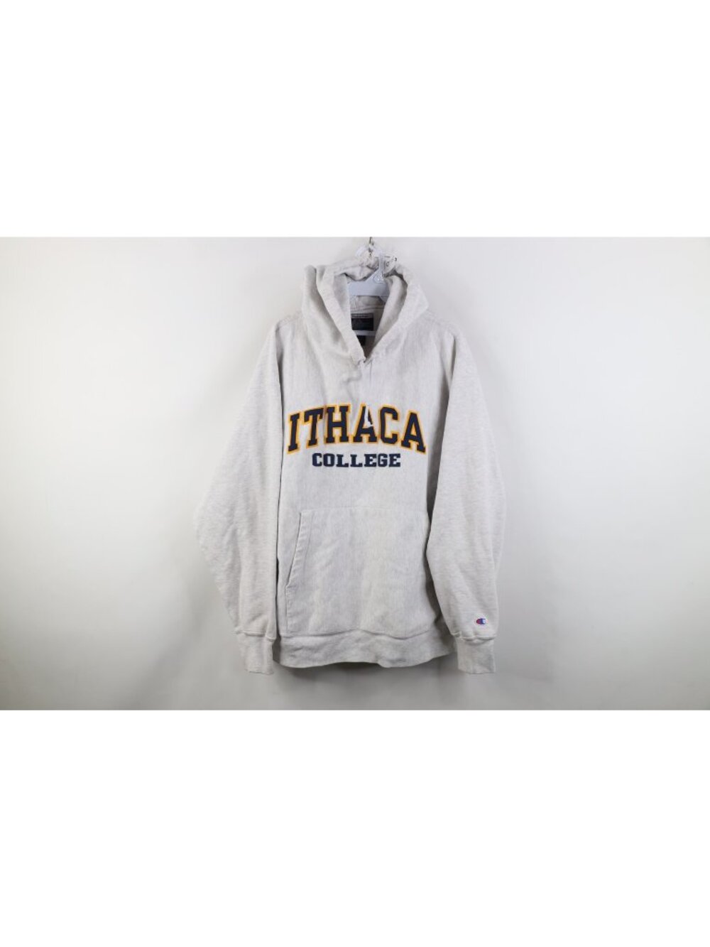Vintage 90s Champion Reverse Weave Mens XL Ithaca College Hoodie Sweatshirt Gray